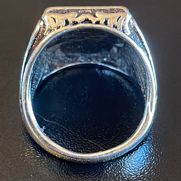 Vintage black obsidian S925 antique silver ring size 6.5 - Picture 4 of 9